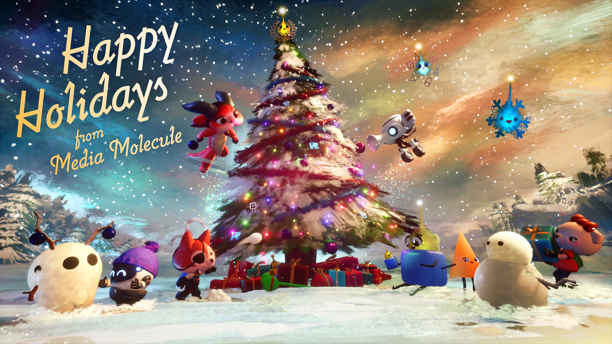 Veselé svátky v krásně barevném přání od Media Molecule, autorů jednoho z PS5 launch titulů Sackboy.